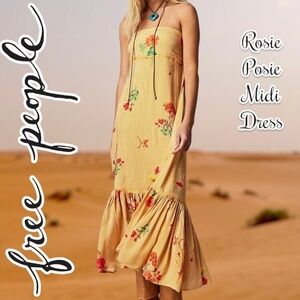 FREE PEOPLE NWT Rosie Posie Strap/Strapless Empire-Waist Viscose Midi Dress/LG